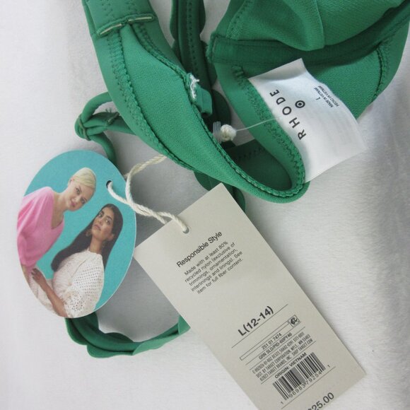Rhode Bikini 2 Pc Bikini Demitasse Green Scalloped Summer Size Large 12-14 NWT - Picture 7 of 15